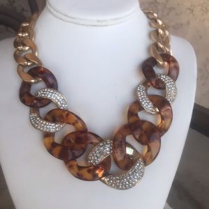 Tortoiseshell & Rhinestone Necklace & Earring Set